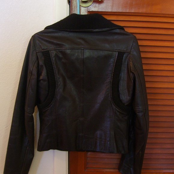 BCBG  Max Azria pebbled leather aviator flight jacket size 2 /4 /xxs/ xs - Picture 2 of 11